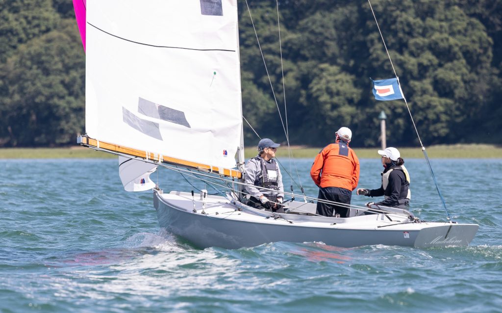 XOD - Madeleine (X58) having crossed the finish line of day 3 of racing - 2023 Keelboat Week - Itchenor Sailing Club, West Sussex